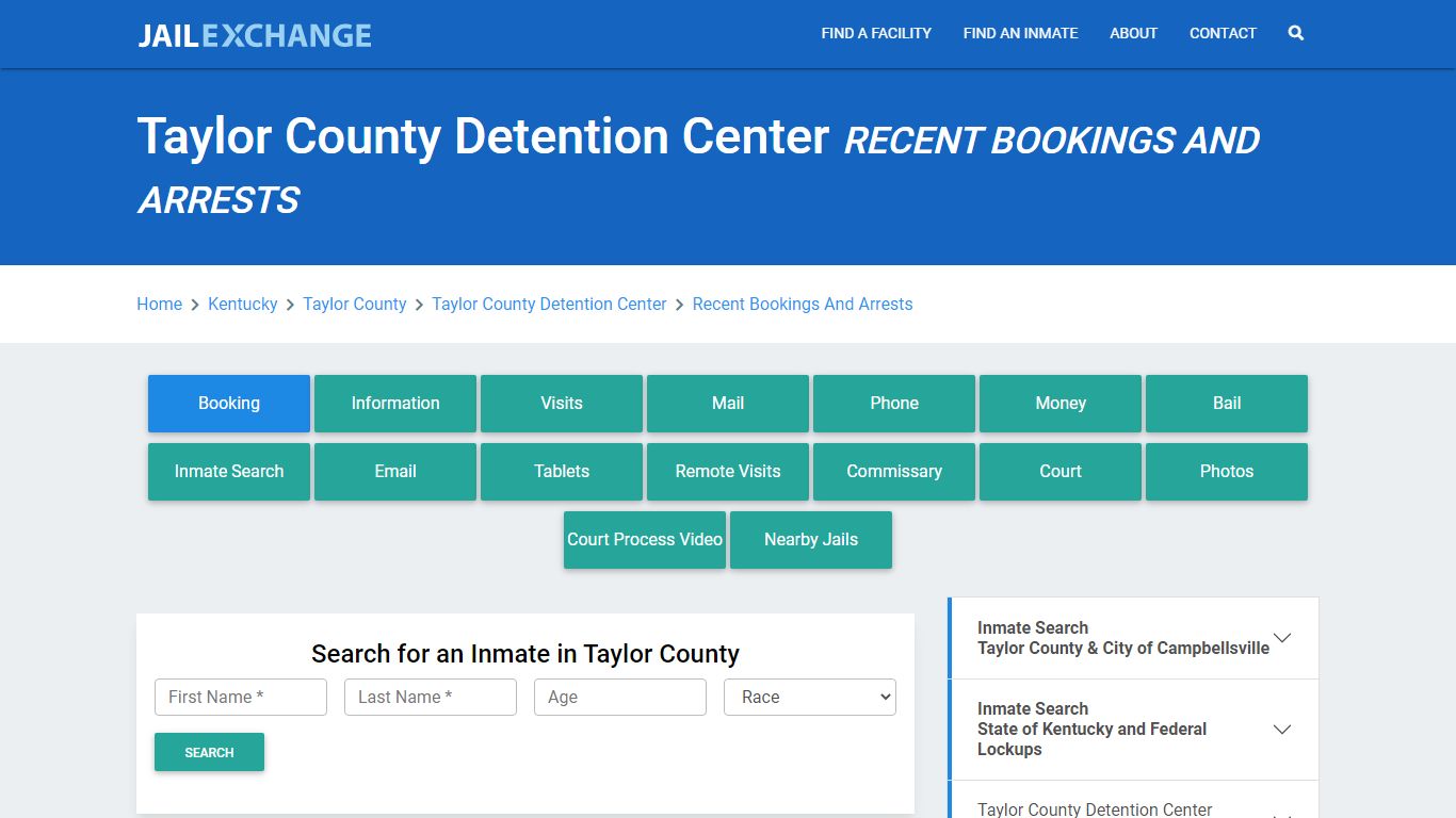 Taylor County Detention Center Recent Bookings And Arrests - Jail Exchange